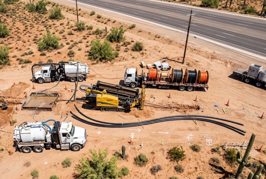 Vermeer directional drill installing HDPE on a Arizona public utility trenchless boring project